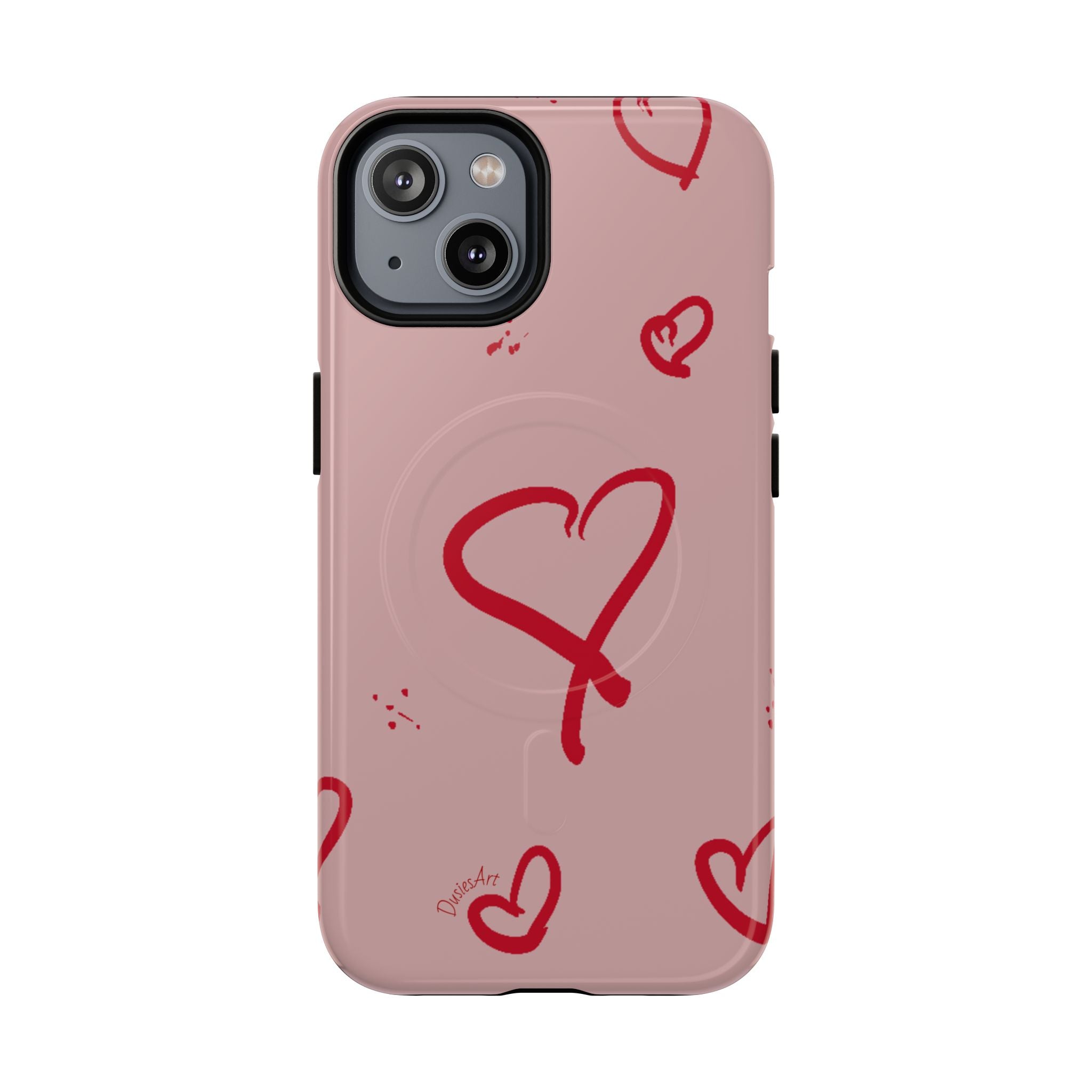 Red Doodle Hearts Phone Case | Tough Magnetic Case