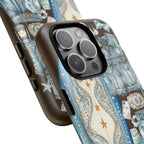Sundown Cowgirl Boots Brown Phone Case | Coastal Western Patchwork MagSafe Design
