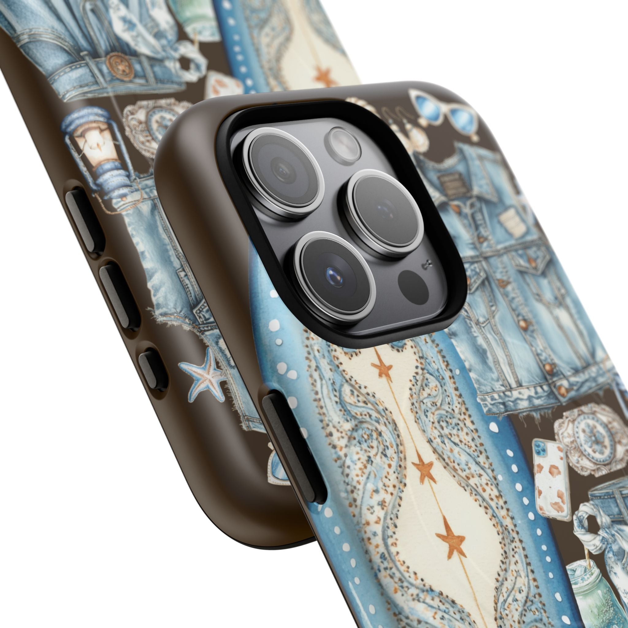 Sundown Cowgirl Boots Brown Phone Case | Coastal Western Patchwork MagSafe Design