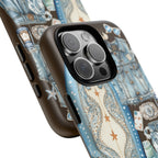 Sundown Cowgirl Boots Brown Phone Case | Coastal Western Patchwork MagSafe Design