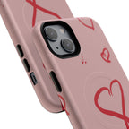 Red Doodle Hearts Phone Case | Tough Magnetic Case