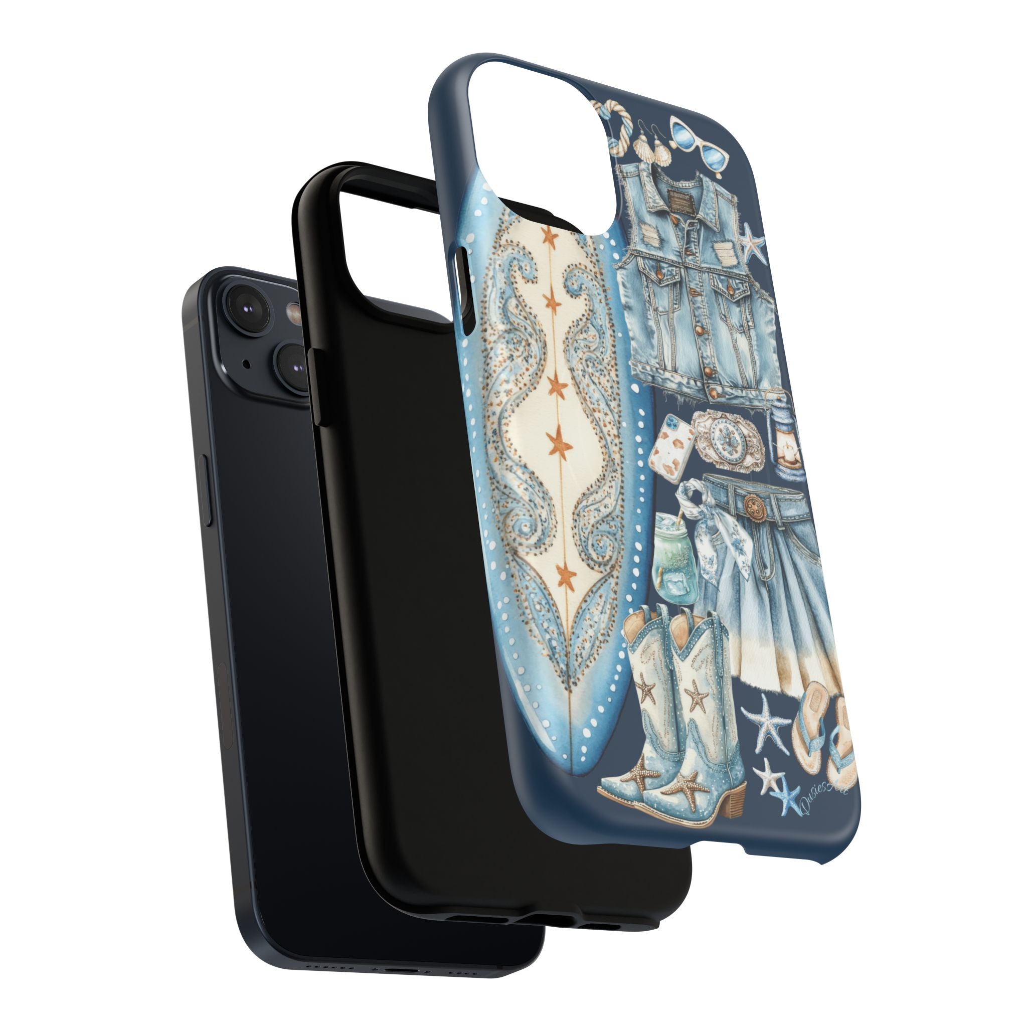 Sundown Cowgirl Boots Navy Tough Case