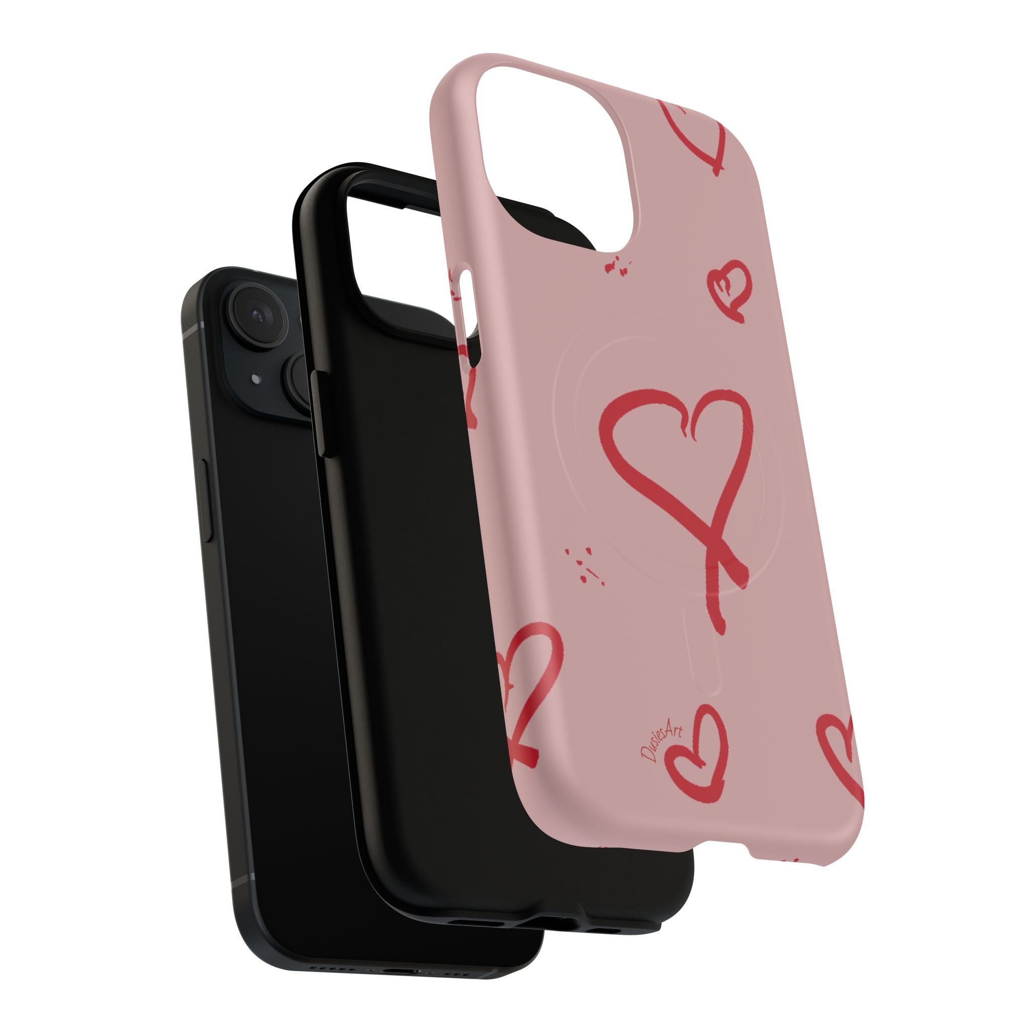 Red Doodle Hearts Phone Case | Tough Magnetic Case