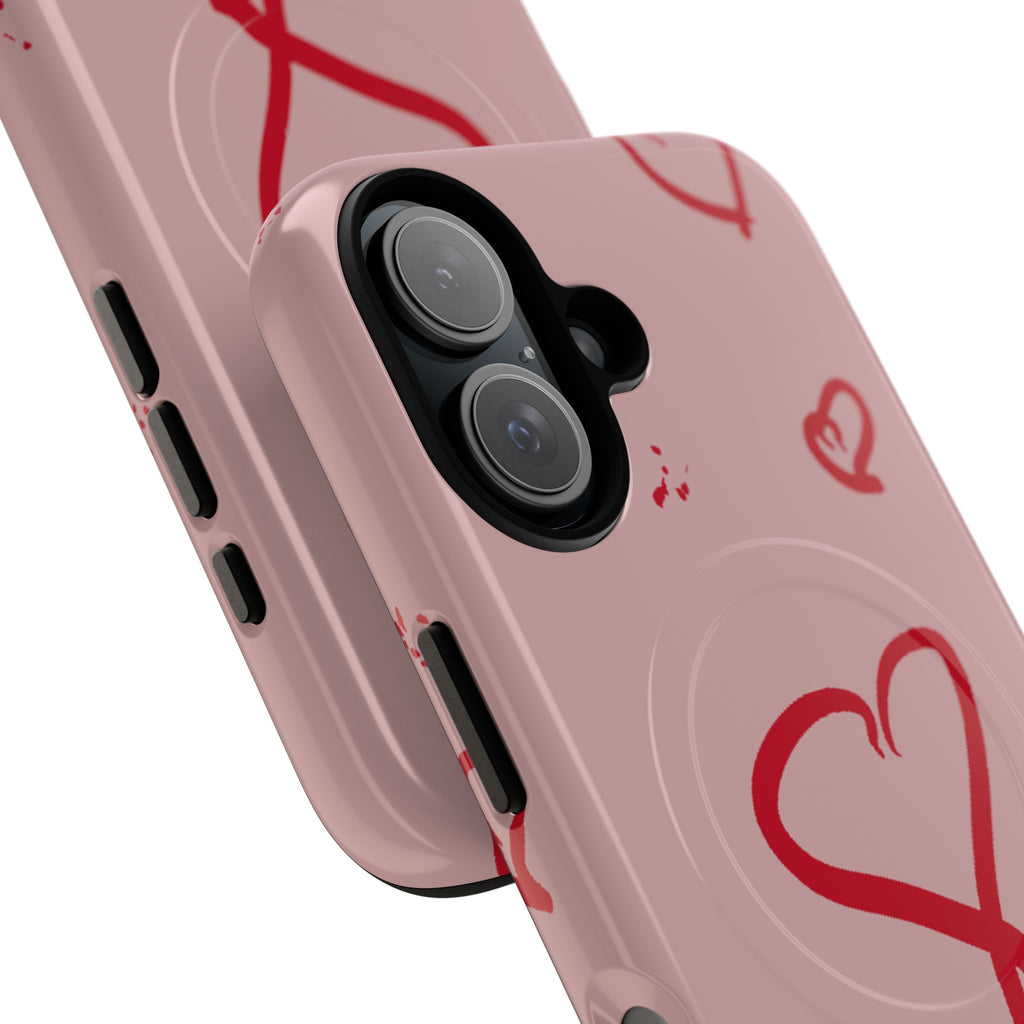 Red Doodle Hearts Phone Case | Tough Magnetic Case