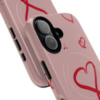 Red Doodle Hearts Phone Case | Tough Magnetic Case