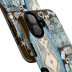 Sundown Cowgirl Boots Brown Phone Case | Coastal Western Patchwork MagSafe Design