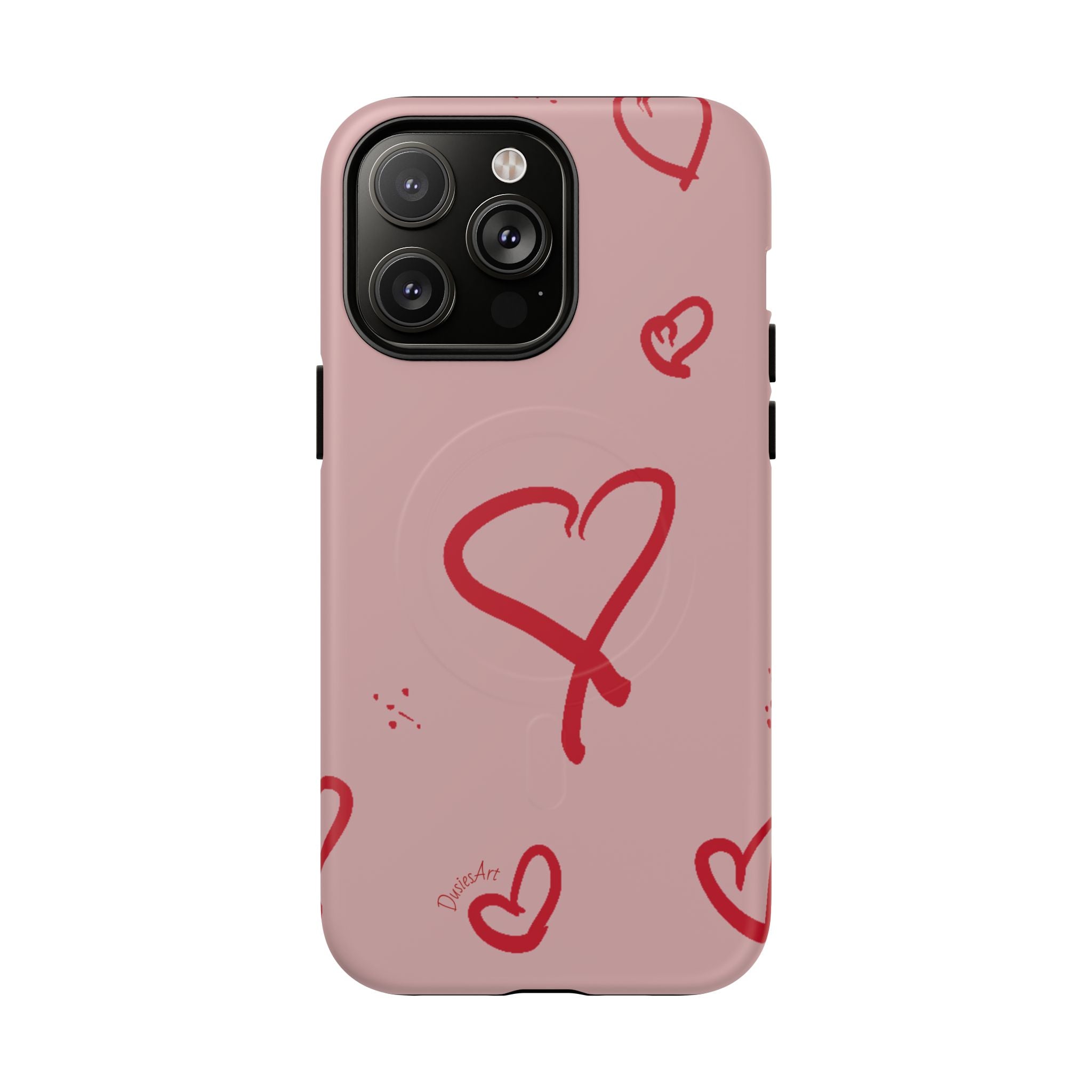 Red Doodle Hearts Phone Case | Tough Magnetic Case