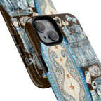 Sundown Cowgirl Boots Brown Phone Case | Coastal Western Patchwork MagSafe Design