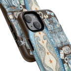 Sundown Cowgirl Boots Brown Phone Case | Coastal Western Patchwork MagSafe Design