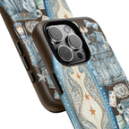 Sundown Cowgirl Boots Brown Phone Case | Coastal Western Patchwork MagSafe Design