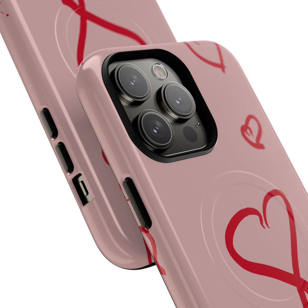Red Doodle Hearts Phone Case | Tough Magnetic Case