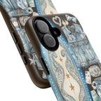 Sundown Cowgirl Boots Brown Phone Case | Coastal Western Patchwork MagSafe Design