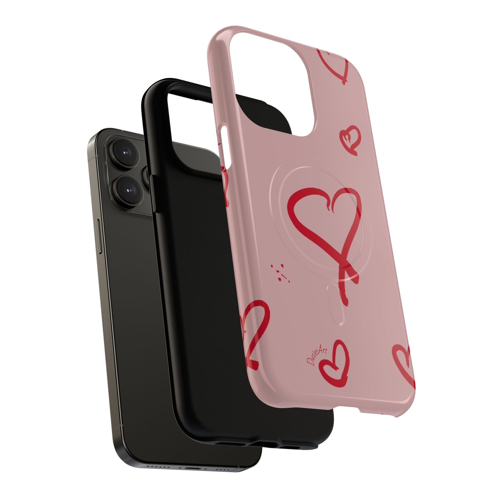 Red Doodle Hearts Phone Case | Tough Magnetic Case