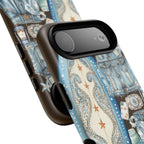 Sundown Cowgirl Boots Brown Phone Case | Coastal Western Patchwork MagSafe Design