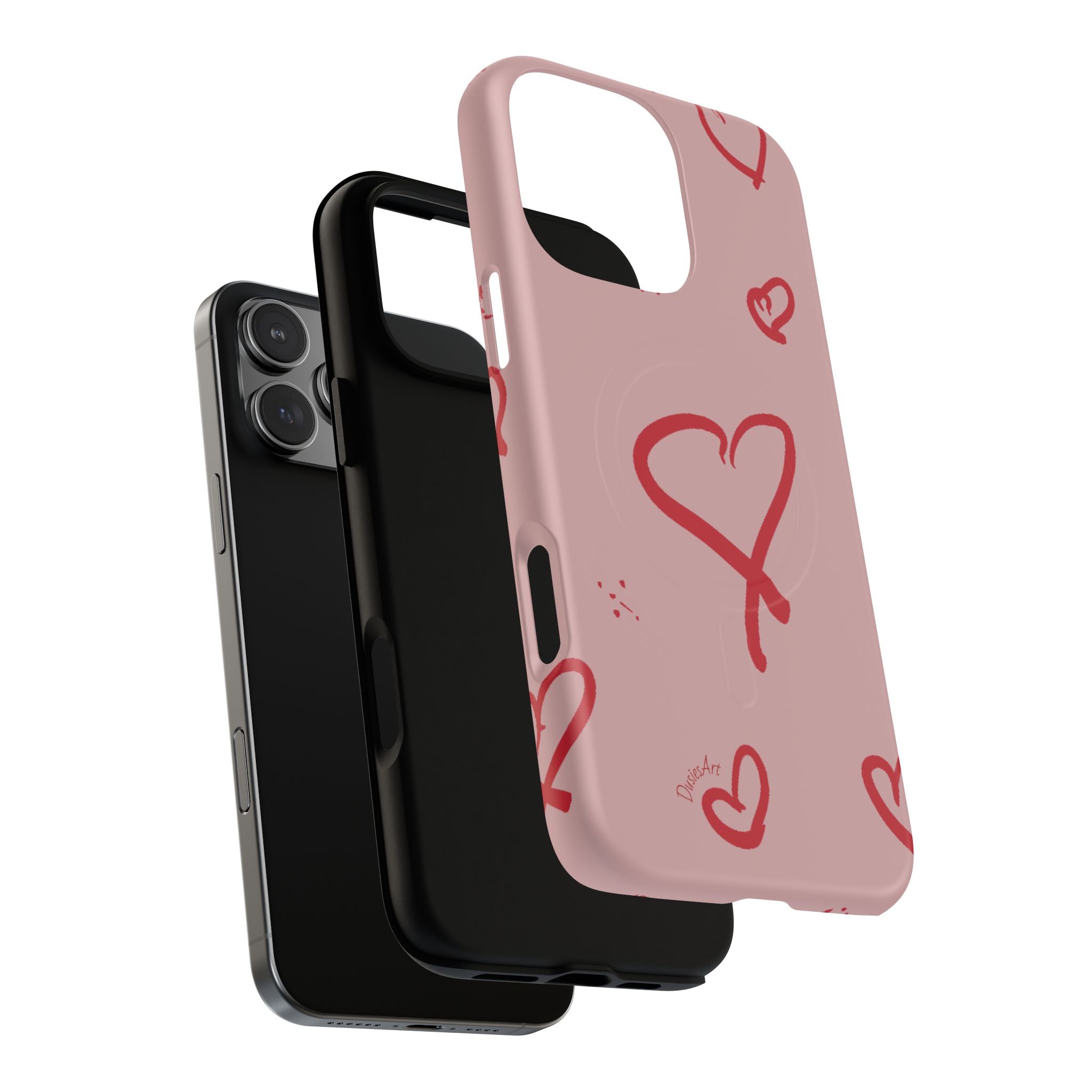 Red Doodle Hearts Phone Case | Tough Magnetic Case