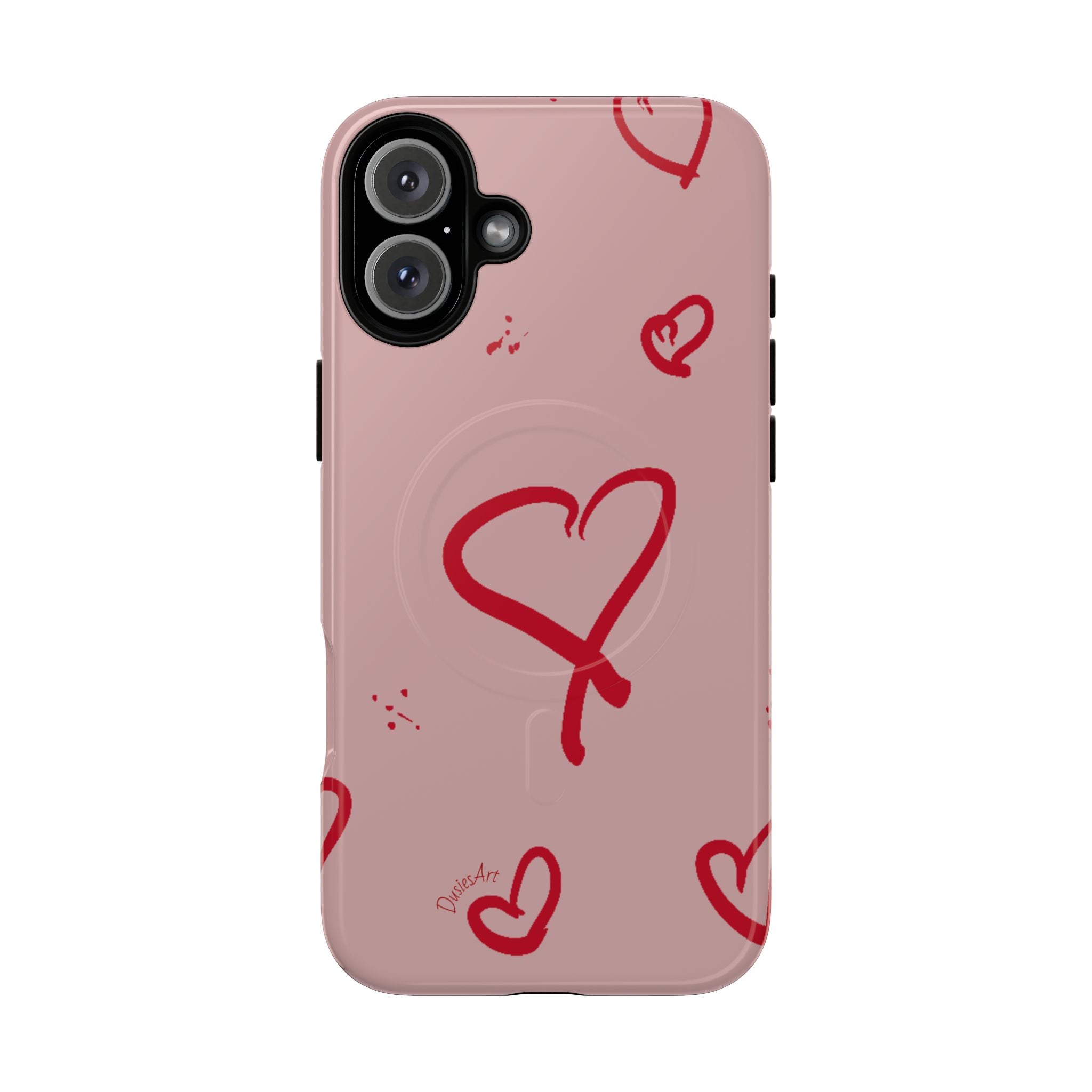 Red Doodle Hearts Phone Case | Tough Magnetic Case