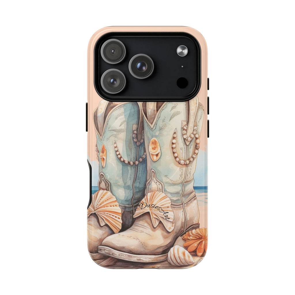 Seashell Cowgirl Boots Phone Case | Tough Magnetic Case