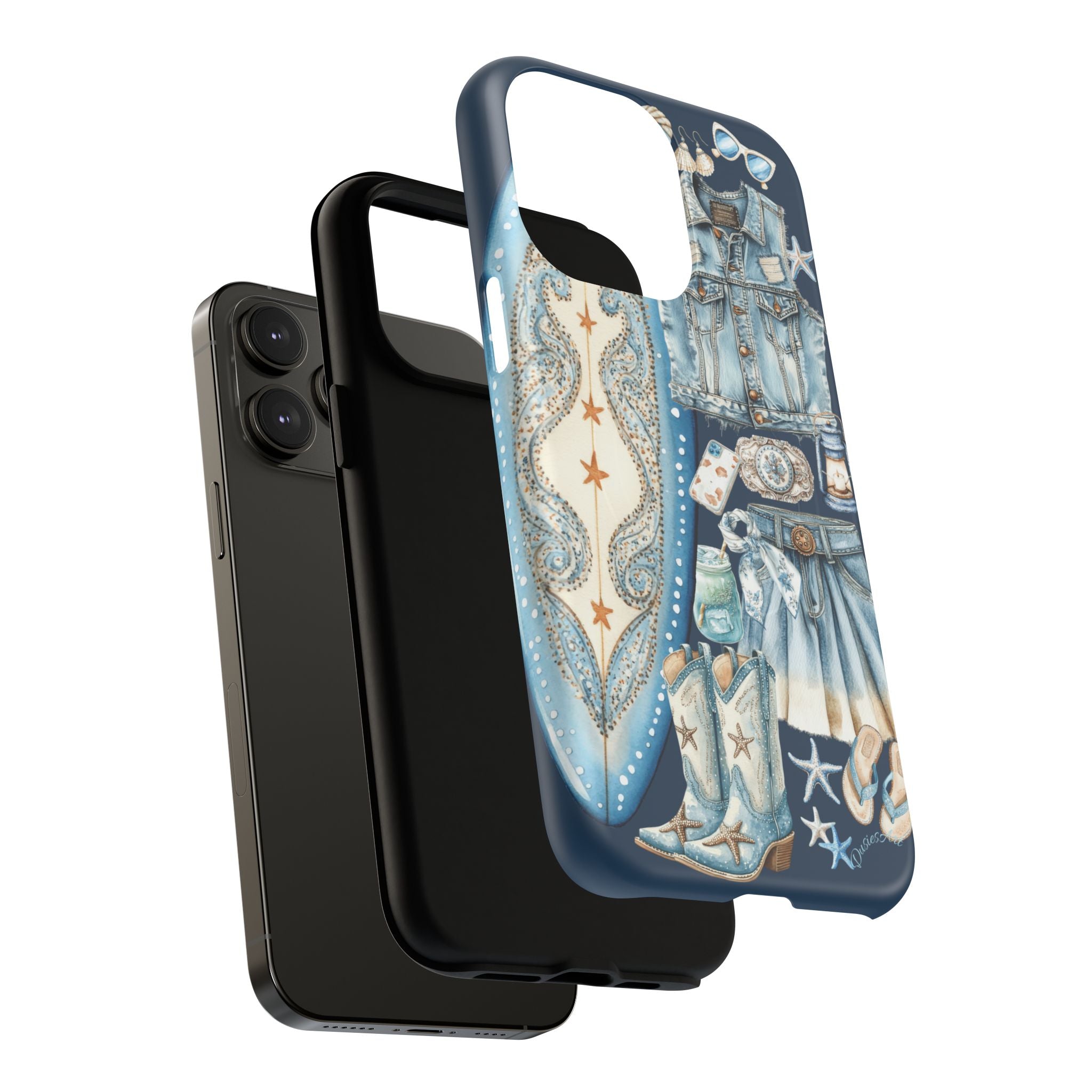 Sundown Cowgirl Boots Navy Tough Case