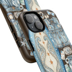 Sundown Cowgirl Boots Brown Phone Case | Coastal Western Patchwork MagSafe Design