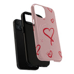 Red Doodle Hearts Phone Case | Tough Magnetic Case