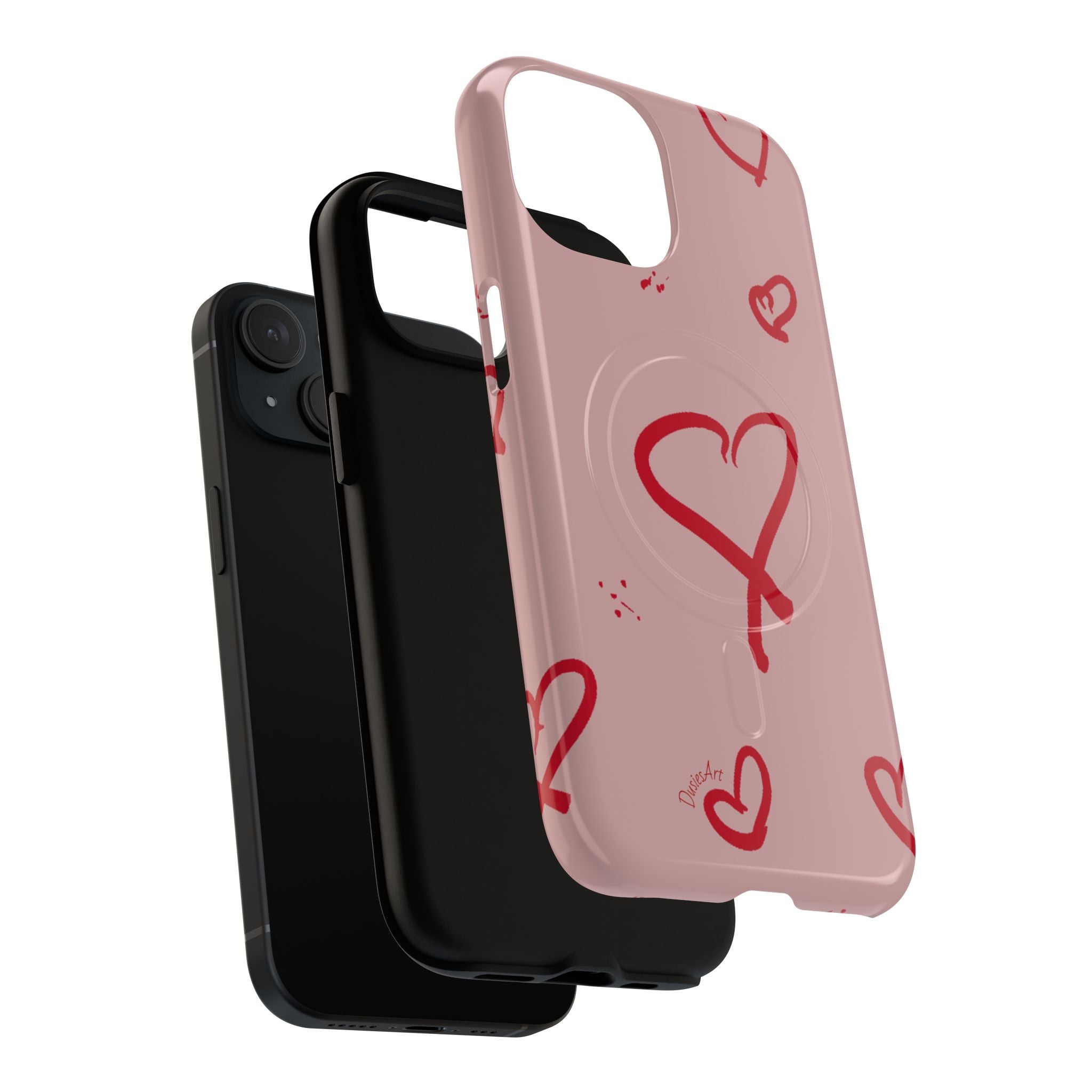 Red Doodle Hearts Phone Case | Tough Magnetic Case