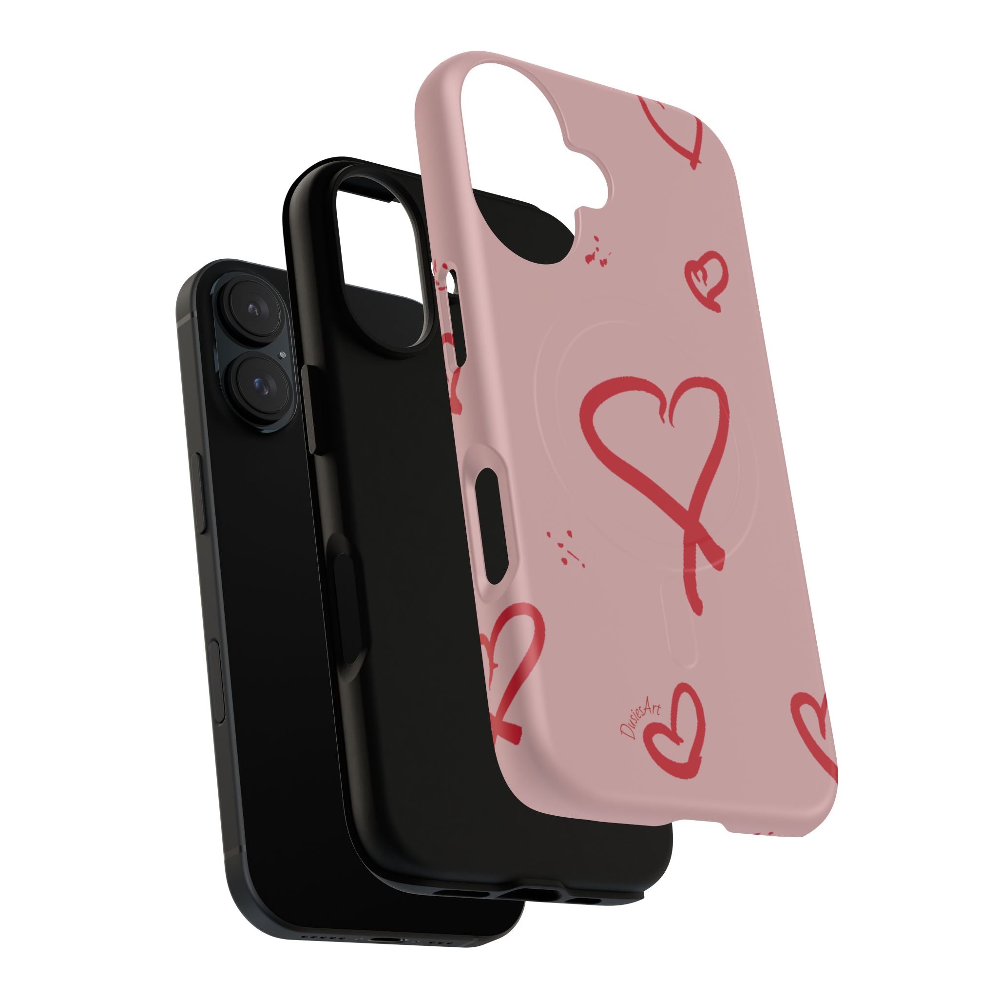 Red Doodle Hearts Phone Case | Tough Magnetic Case