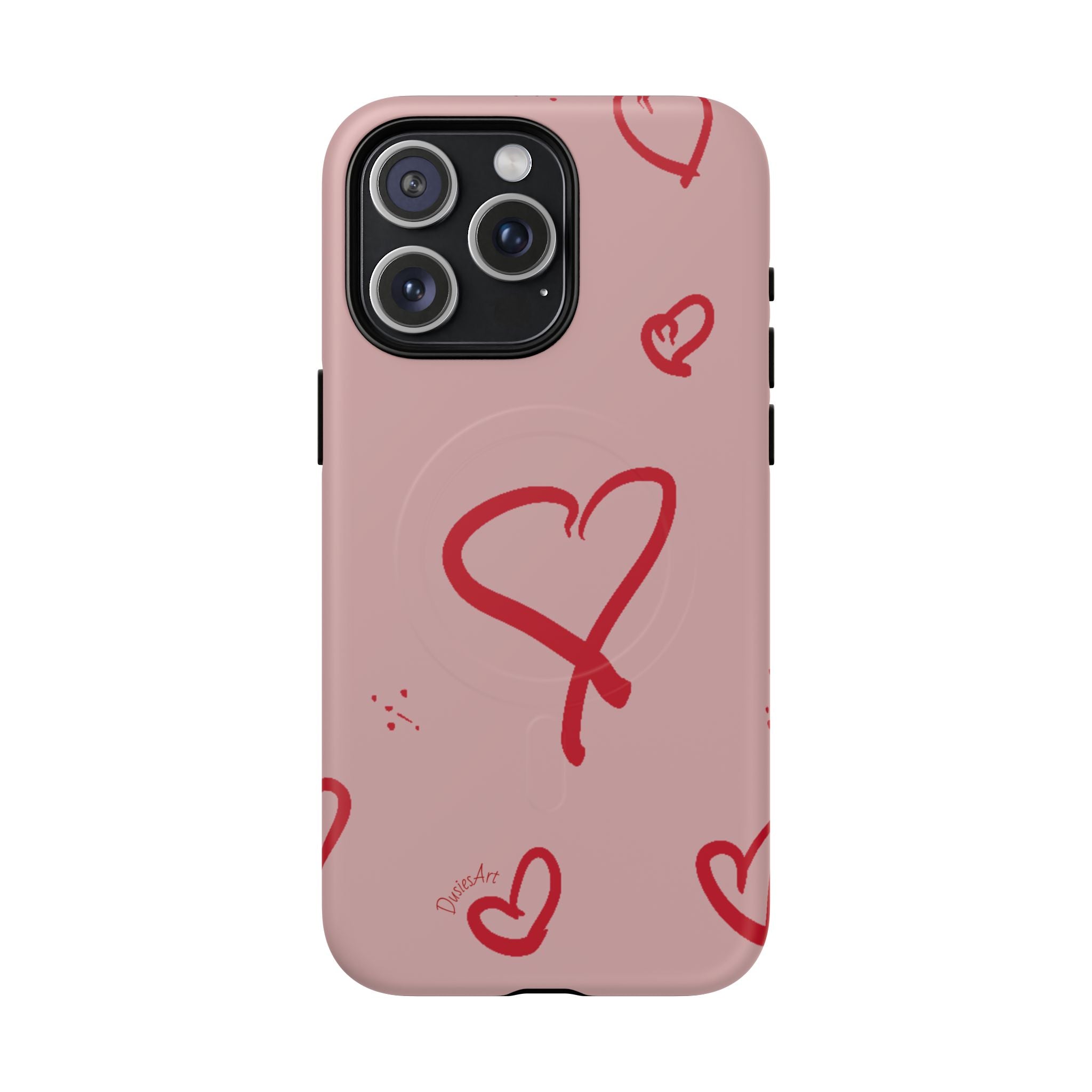 Red Doodle Hearts Phone Case | Tough Magnetic Case