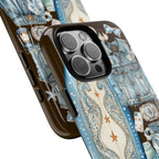 Sundown Cowgirl Boots Brown Phone Case | Coastal Western Patchwork MagSafe Design