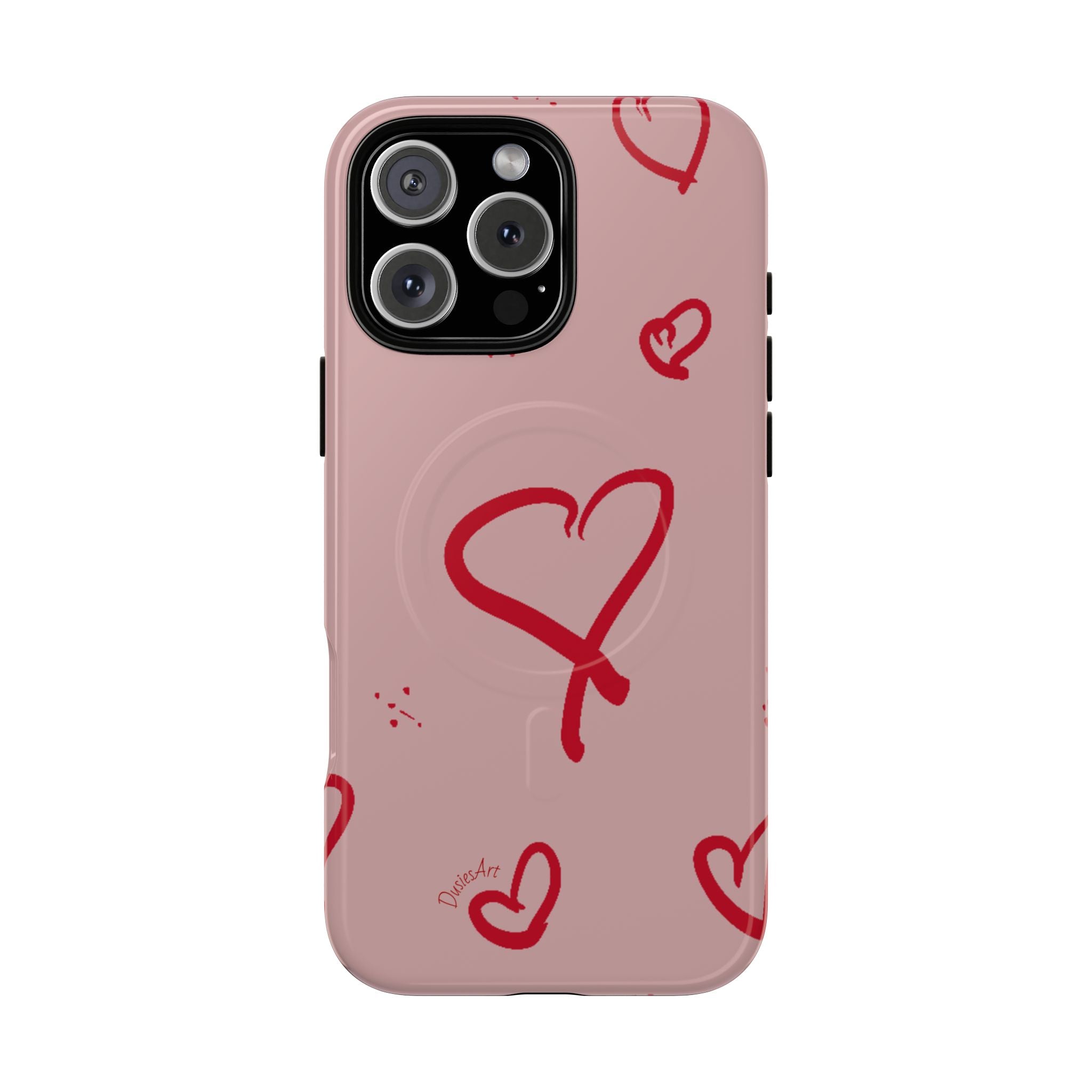 Red Doodle Hearts Phone Case | Tough Magnetic Case