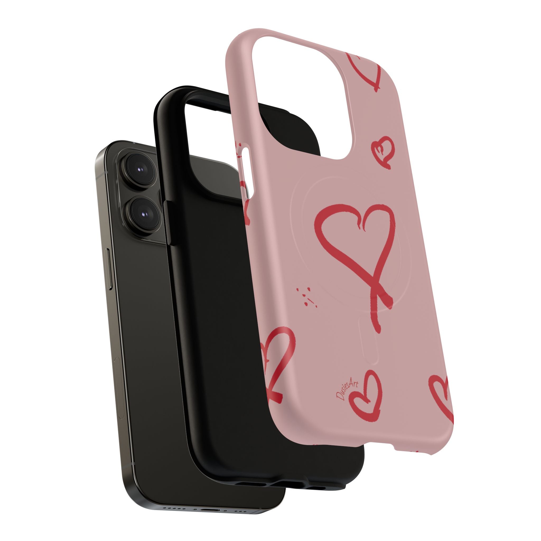Red Doodle Hearts Phone Case | Tough Magnetic Case