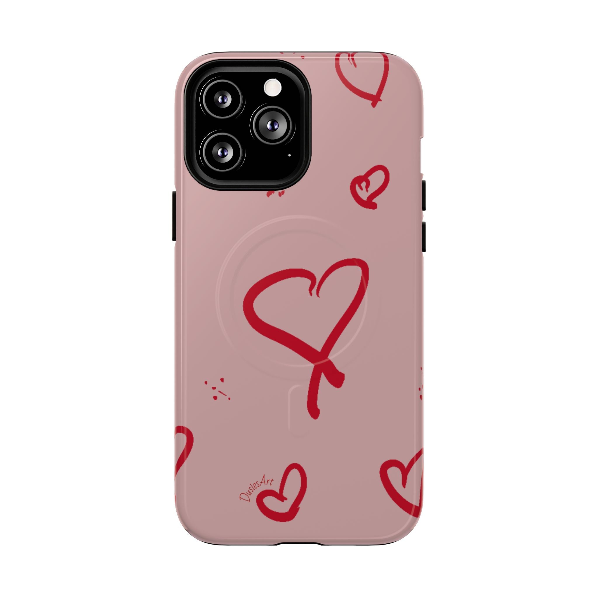 Red Doodle Hearts Phone Case | Tough Magnetic Case