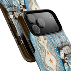 Sundown Cowgirl Boots Brown Phone Case | Coastal Western Patchwork MagSafe Design