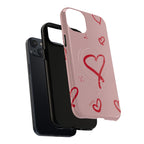 Red Doodle Hearts Phone Case | Tough Magnetic Case
