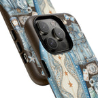 Sundown Cowgirl Boots Brown Phone Case | Coastal Western Patchwork MagSafe Design