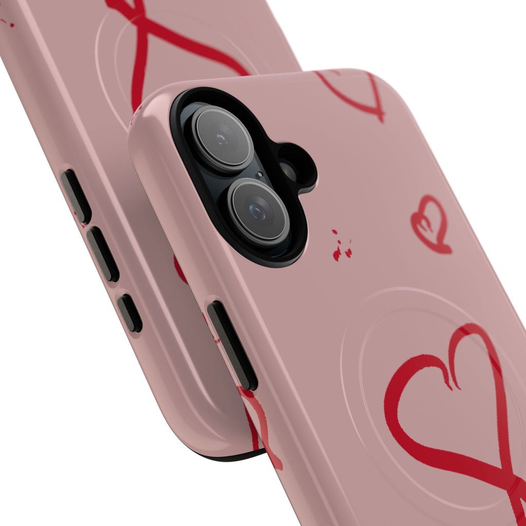 Red Doodle Hearts Phone Case | Tough Magnetic Case