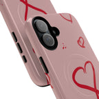 Red Doodle Hearts Phone Case | Tough Magnetic Case
