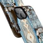 Sundown Cowgirl Boots Brown Phone Case | Coastal Western Patchwork MagSafe Design