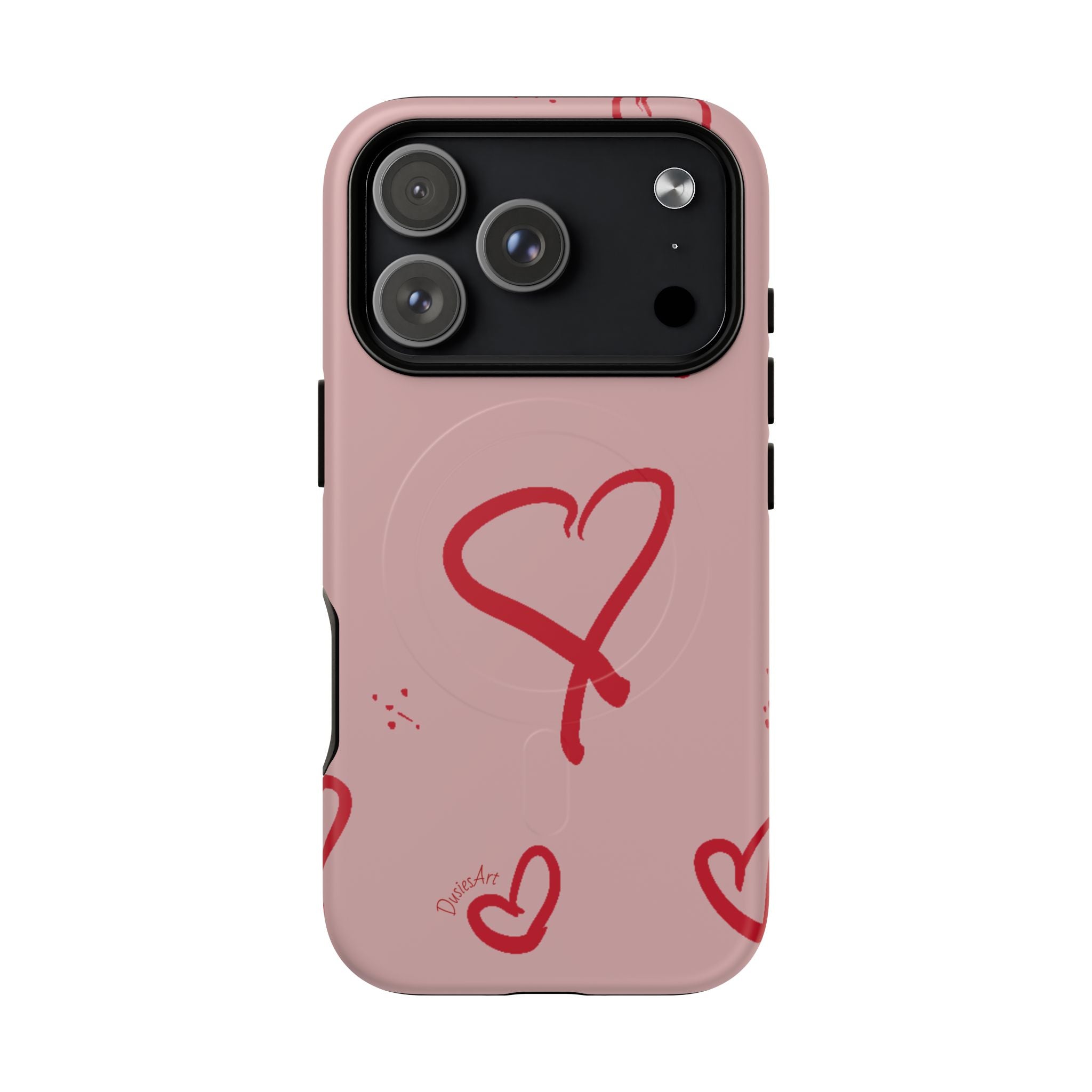 Red Doodle Hearts Phone Case | Tough Magnetic Case