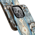 Sundown Cowgirl Boots Brown Phone Case | Coastal Western Patchwork MagSafe Design