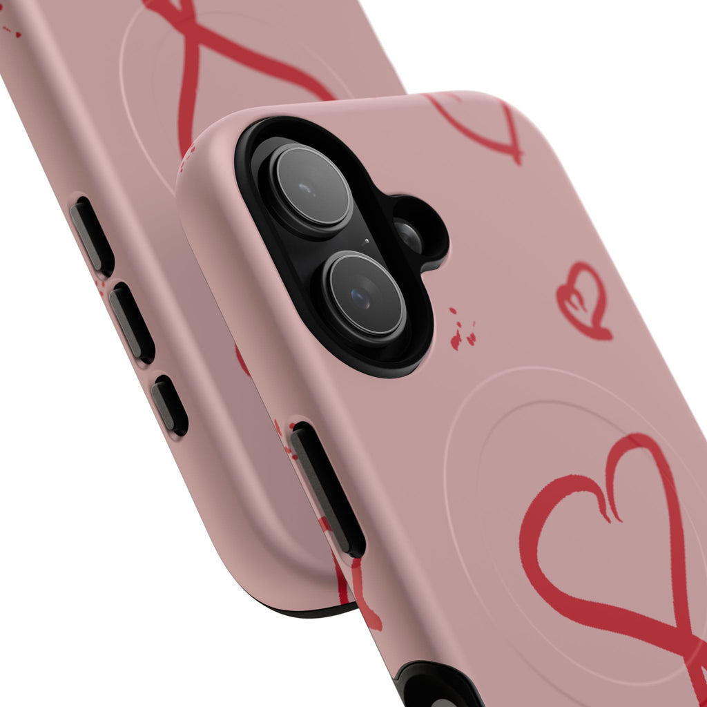 Red Doodle Hearts Phone Case | Tough Magnetic Case