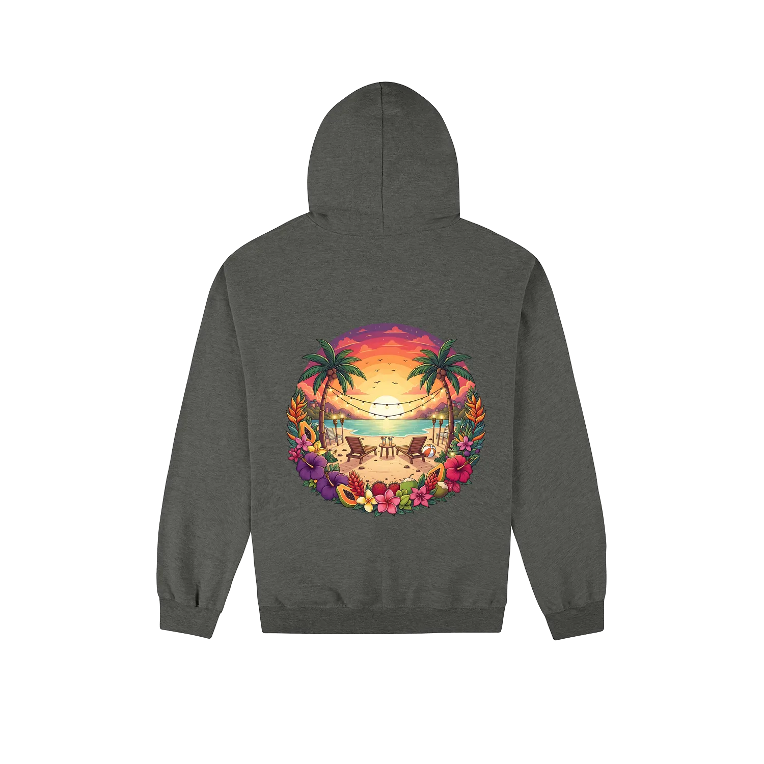 Dark Heather back flat lay