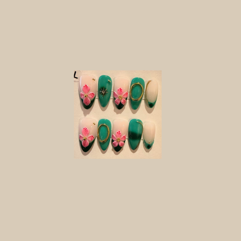 Emerald Green Press On-Nail Set