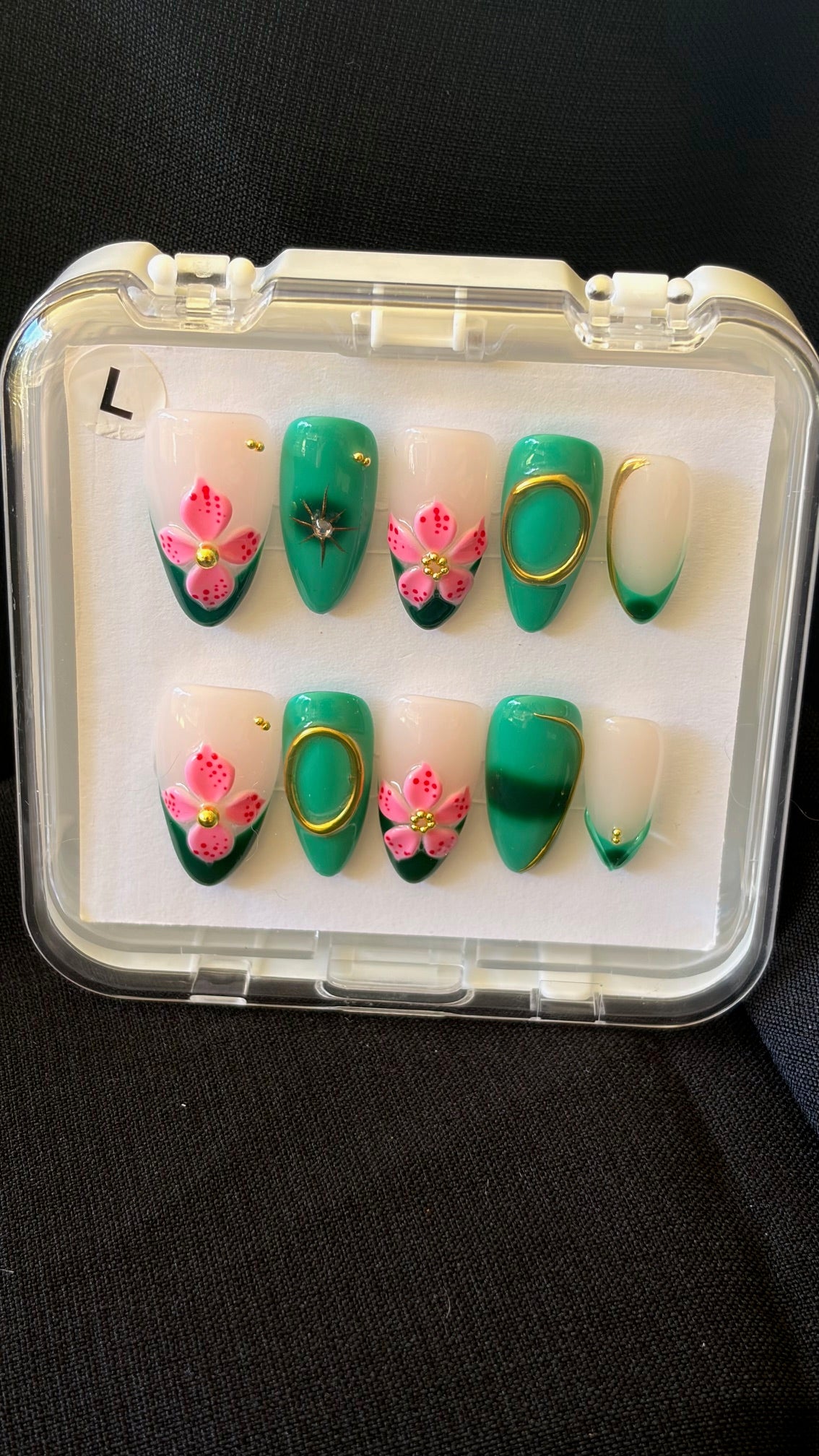 Emerald Green Press On-Nail Set