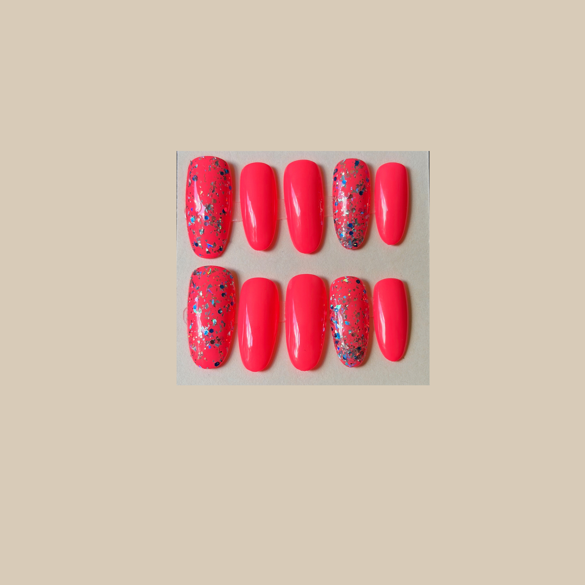 Coral Confetti Press On-Nail Set