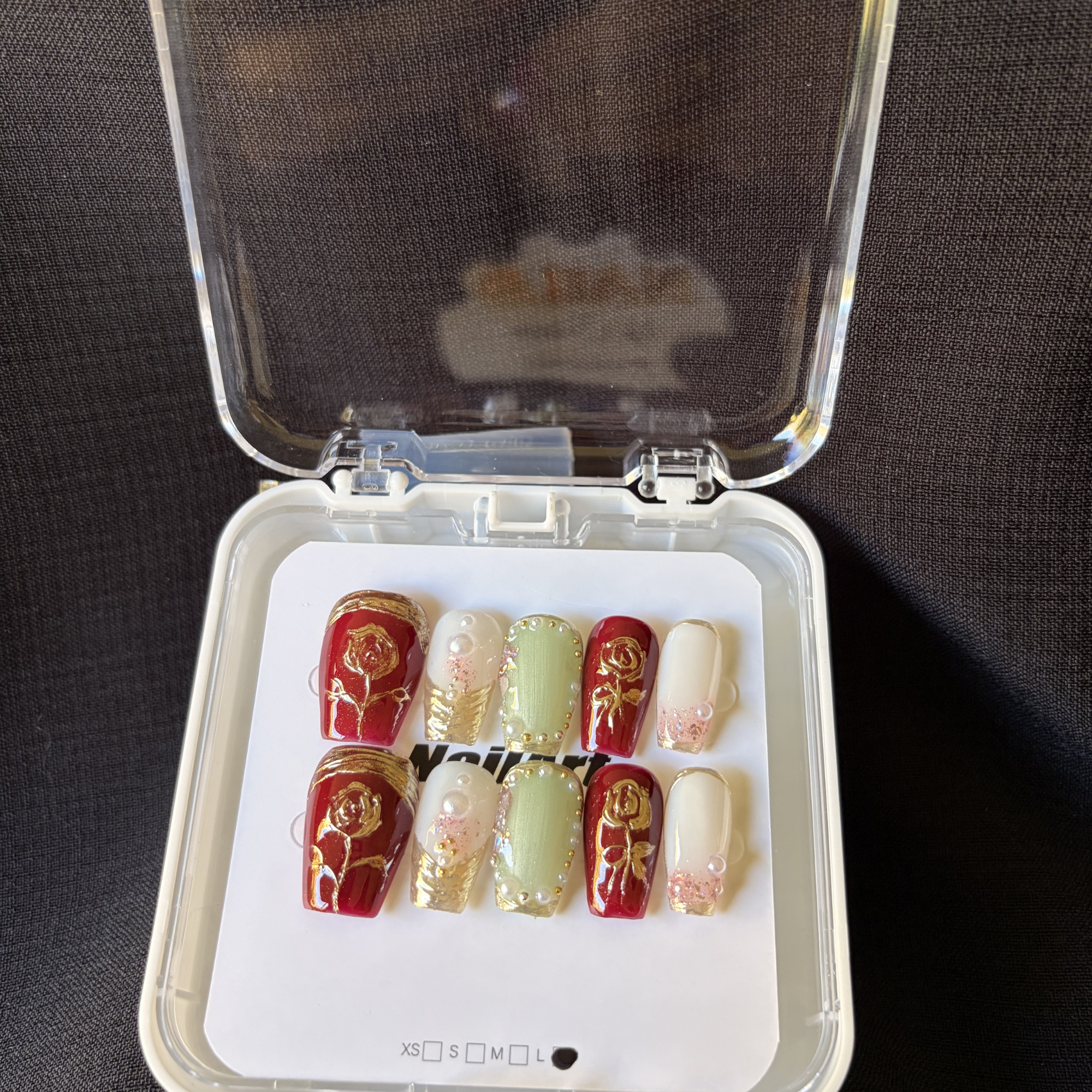 Crimson Bloom Press On-Nail Set