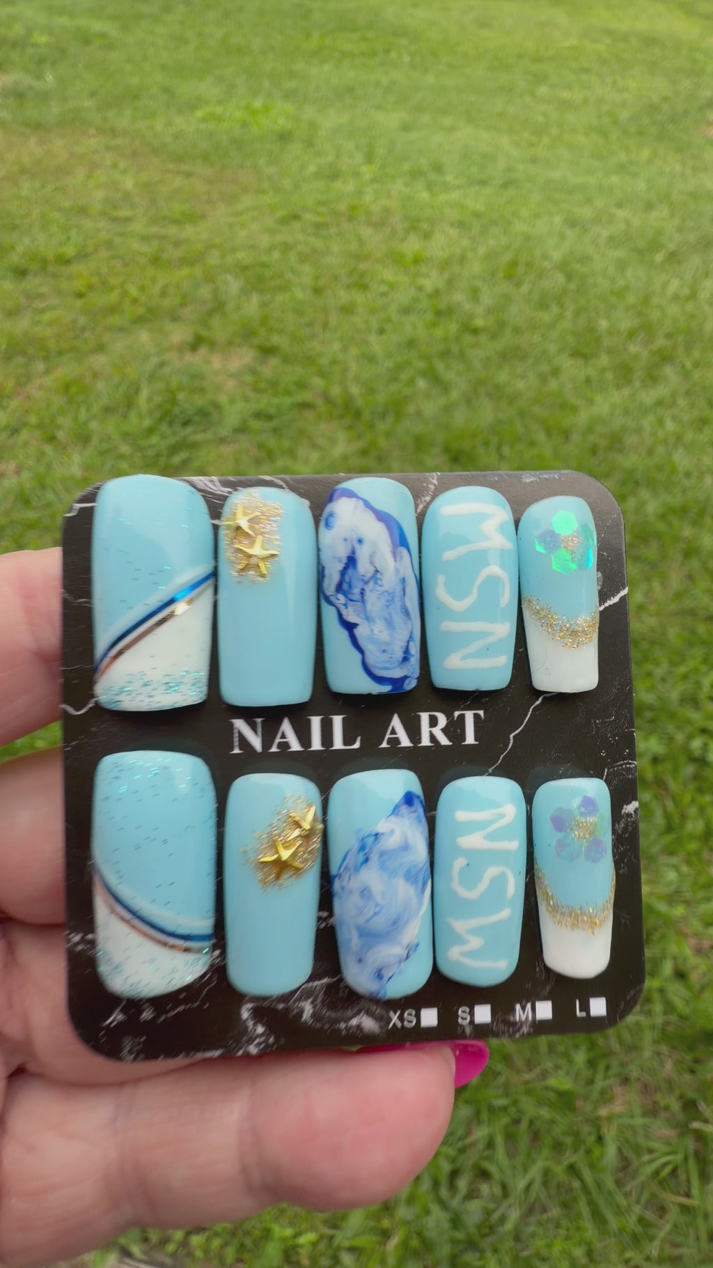 State of Origin Nails - NSW Medium Square