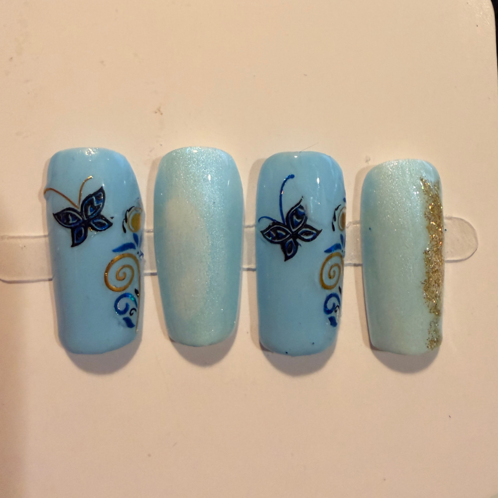 State of Origin Nails - NSW Medium Square