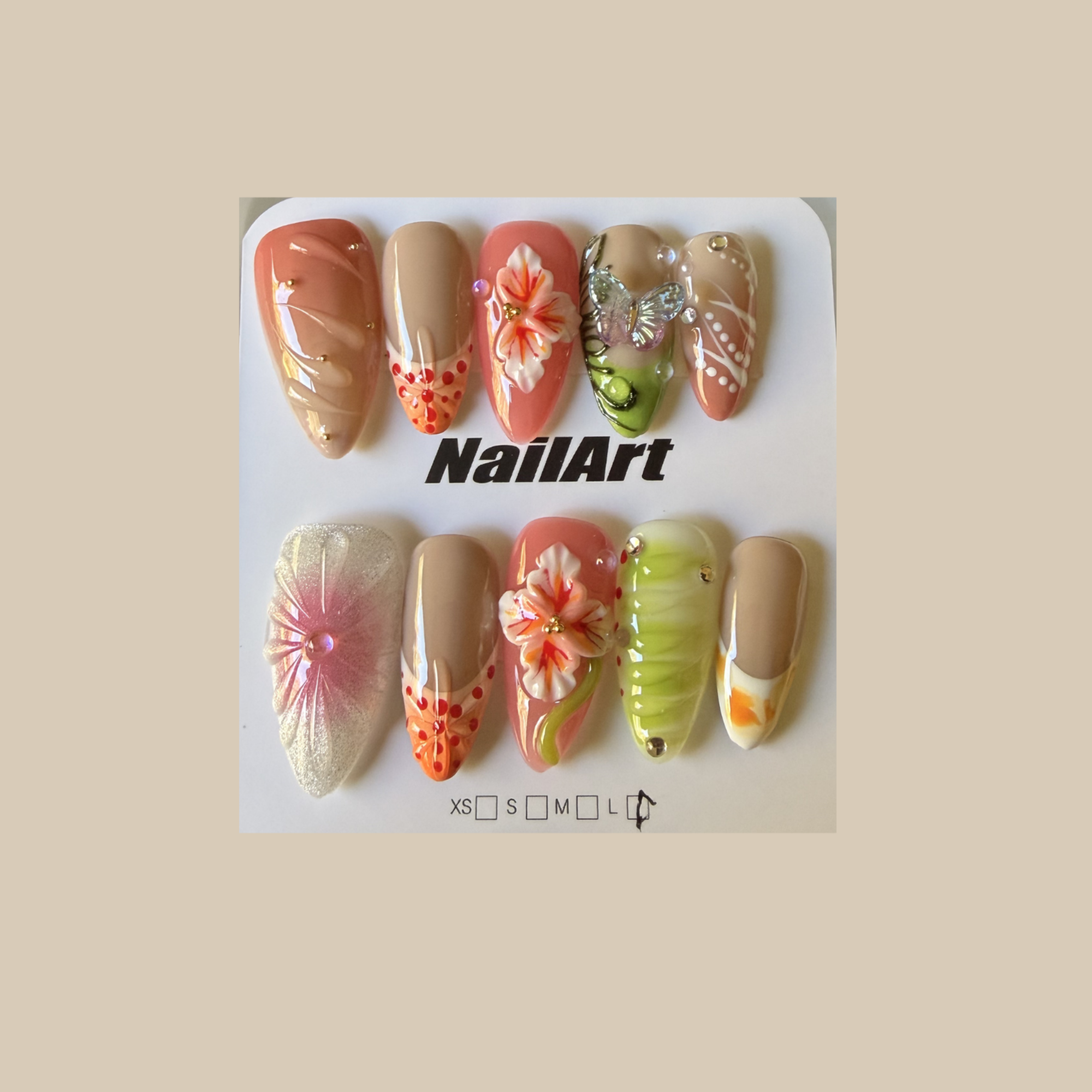 Coral Bloom Press On-Nail Set